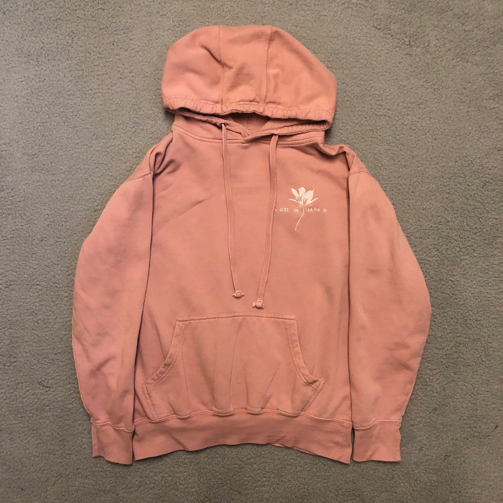 Shawn Mendes Lost In Japan Pink Hoodie Floral Embroidered Tour Merch Medium
